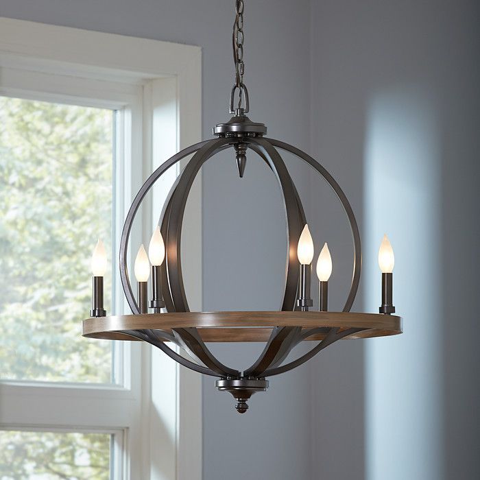 Jacquelin 6 – Light Candle Style Wagon Wheel Chandelier Pertaining To Wood Ring Modern Wagon Wheel Chandeliers (View 9 of 15)