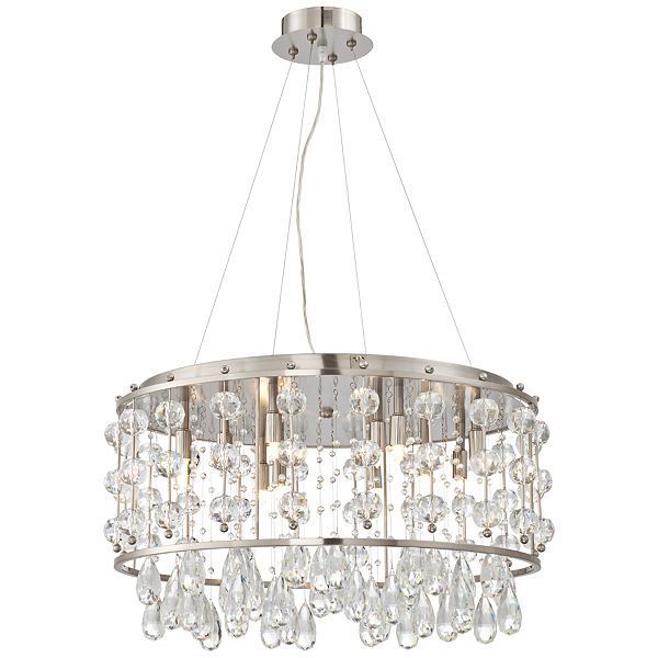 Keyvive 25" Wide Brushed Nickel And Crystal Chandelier – # Within Brushed Nickel Crystal Pendant Lights (View 10 of 15)