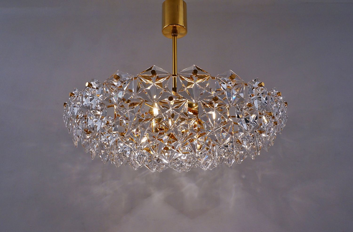 Kinkeldey Chandelier, Faceted Crystals & Gold Gilt, 1970`S Intended For Warm Antique Gold Ring Chandeliers (View 3 of 15)