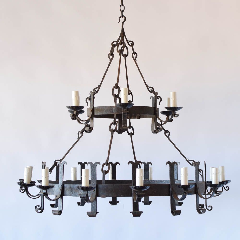 Large 2 Tier Iron Chandelier – The Big Chandelier For Warm Antique Gold Ring Chandeliers (View 15 of 15)