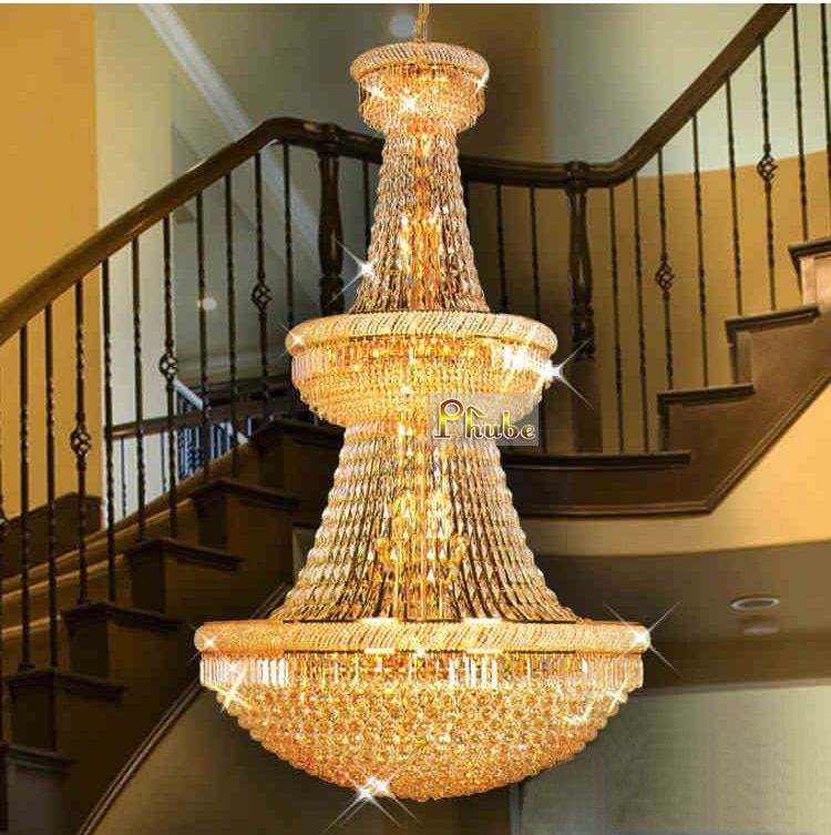 Large Foyer Crystal Chandelier Light Fixture Gold /Chrome With Large Crystal Chandeliers (View 14 of 15)