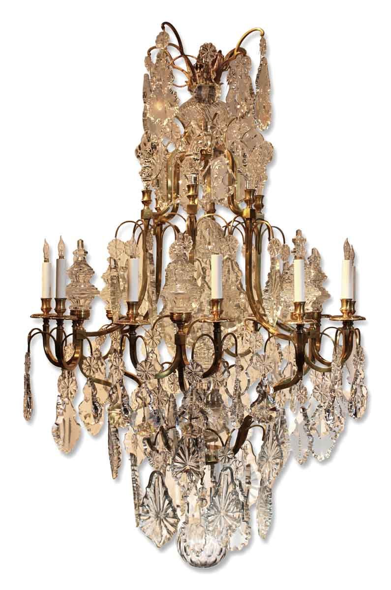 Large Louis Xv Style Bronze & Crystal Chandelier | Olde Throughout Antique Brass Crystal Chandeliers (View 8 of 15)