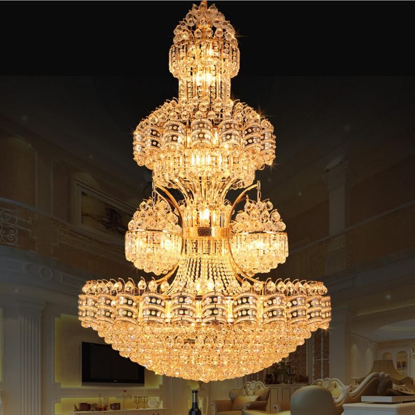 Large Luxury Led Chandelier K9 Gold Crystal Chandelier Intended For Soft Gold Crystal Chandeliers (View 1 of 15)