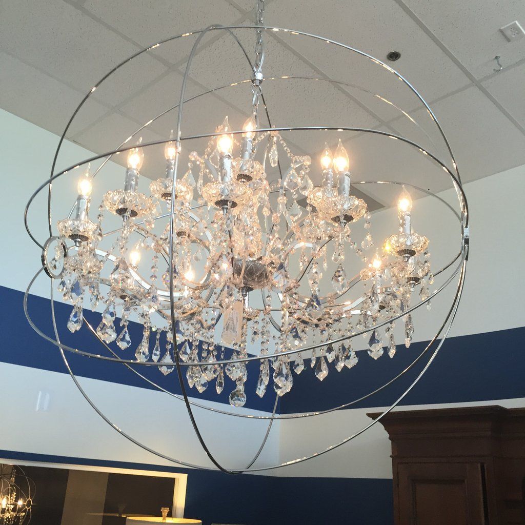 Large Sphere Chandelier/Crystal/Chrome Finish ( (View 9 of 15)