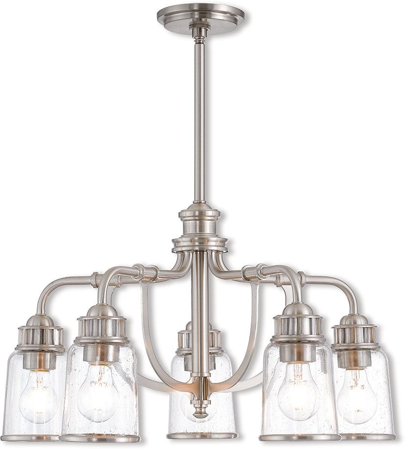 Livex 40025 91 Lawrenceville Modern Brushed Nickel Mini Pertaining To Brushed Nickel Metal And Wood Modern Chandeliers (View 1 of 15)