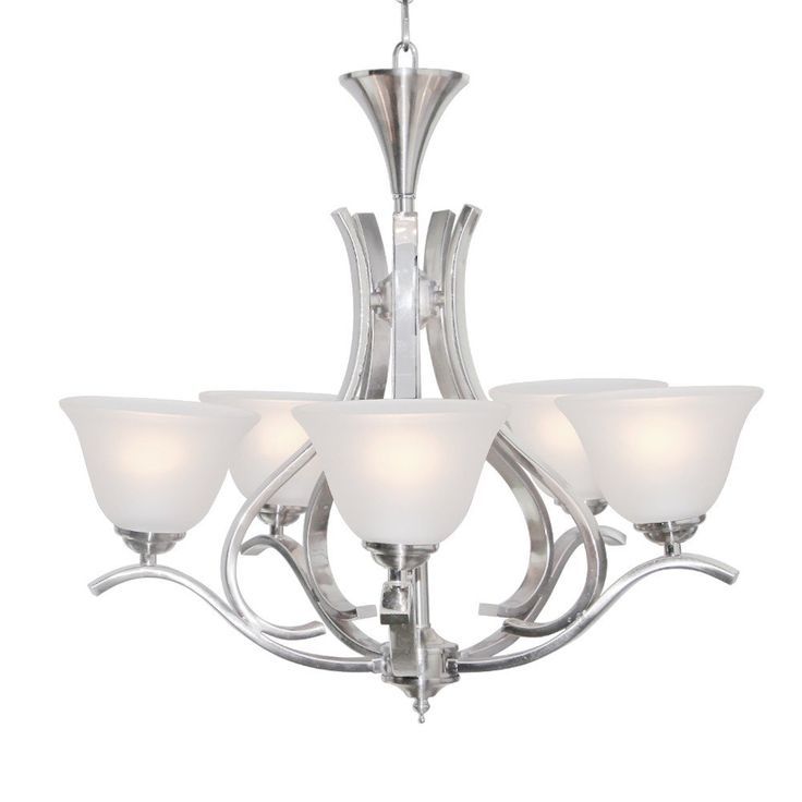 Lnc Modern Antique 5 Light Iron Brushed Nickel Finish Within Brushed Nickel Metal And Wood Modern Chandeliers (View 14 of 15)