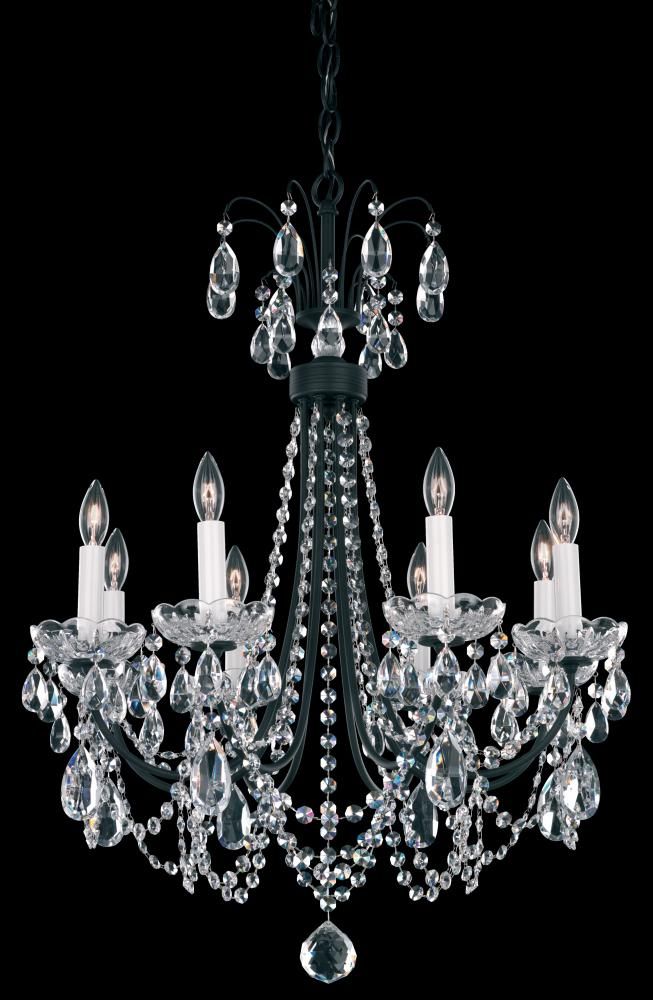 Lucia 8 Light 110V Chandelier In Ferro Black With Clear In Heritage Crystal Chandeliers (View 10 of 15)