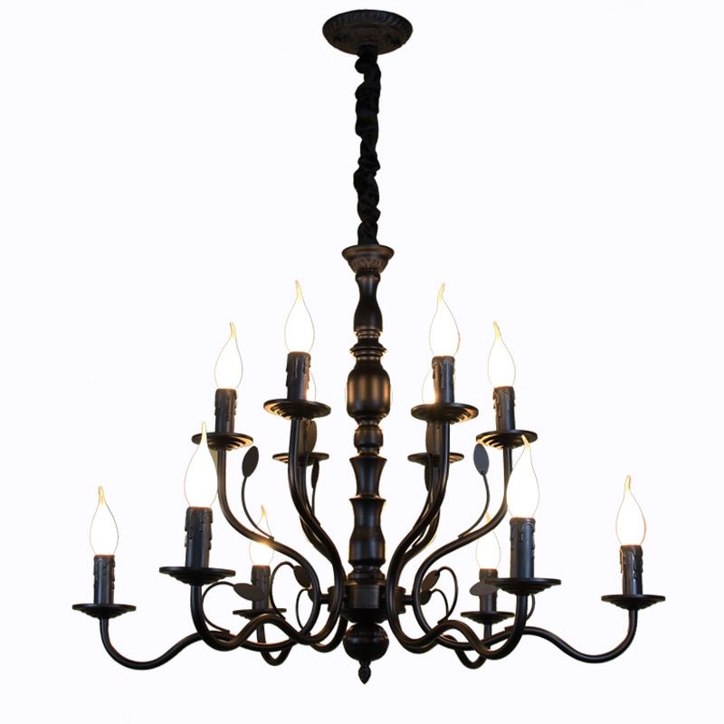 Luxury Rustic Wrought Iron Chandelier E14 Candle Black For Rustic Black Chandeliers (View 4 of 15)