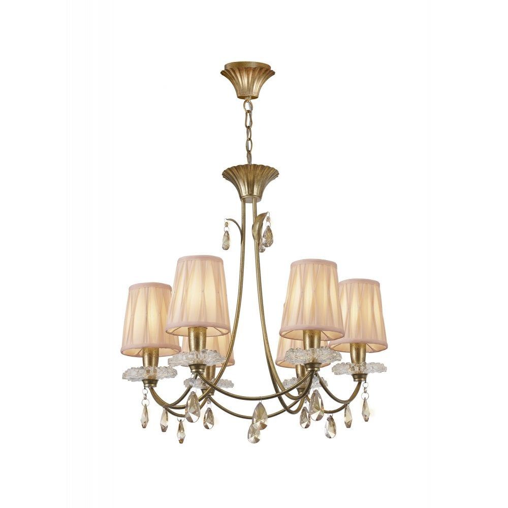 Mantra M6292 Sophie 6 Light Multi Arm Chandelier In Within Gold Finish Double Shade Chandeliers (View 15 of 15)