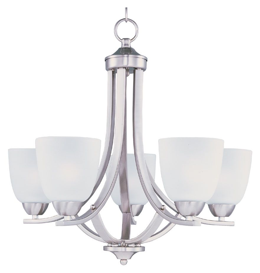 Maxim 11225Ftsn Axis Medium Transitional 5 Lamp Satin With Regard To Satin Nickel Crystal Chandeliers (View 7 of 15)