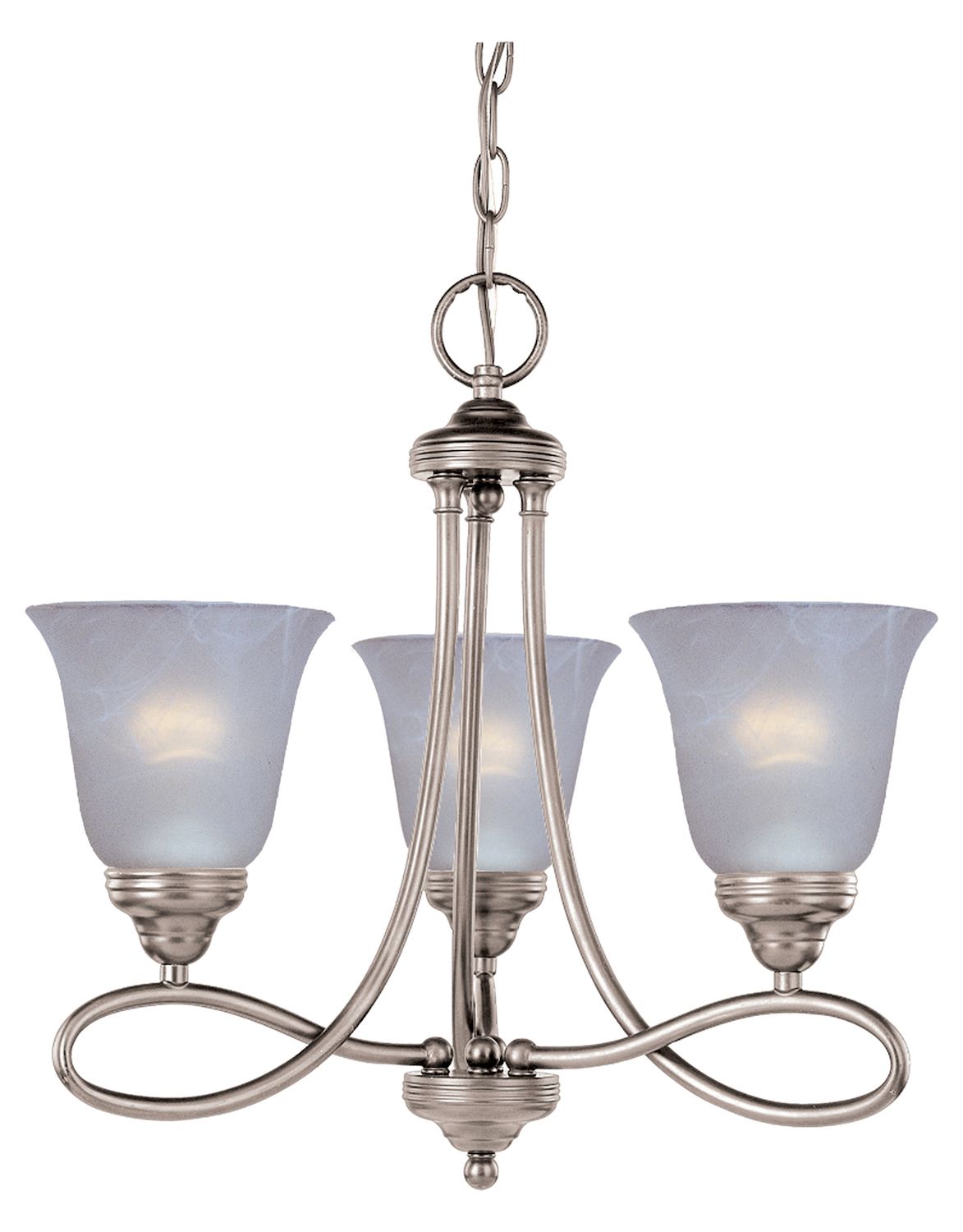 Maxim Three Light Satin Nickel Marble Glass Up Mini In Satin Nickel Crystal Chandeliers (View 10 of 15)