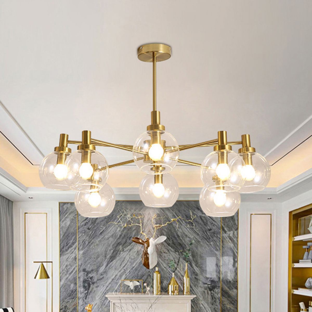 Metal Sputnik Chandelier Lamp Modern 8 Heads Gold Ceiling Pertaining To Gold And Wood Sputnik Orb Chandeliers (View 9 of 15)
