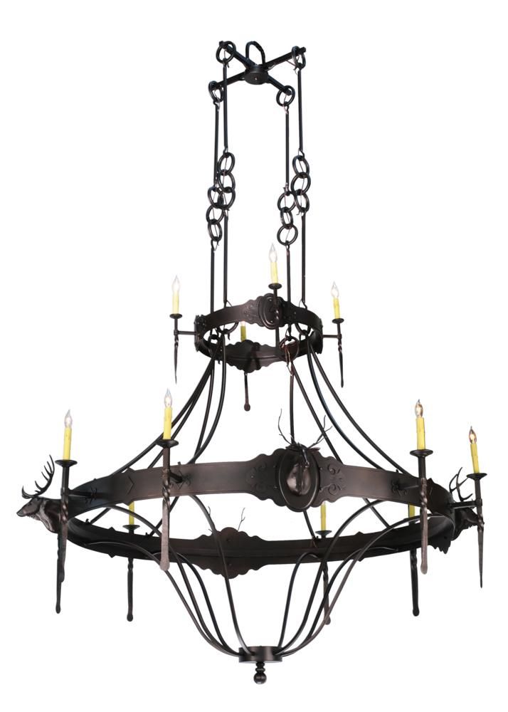 Meyda 112053 – 72"W Stag 12 Lt Two Tier Chandelier Regarding Marquette Two Tier Traditional Chandeliers (View 5 of 15)