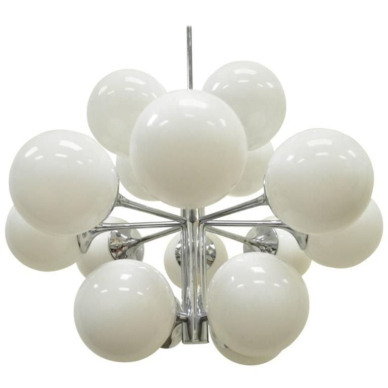 Mid Century Modern Lightolier Atomic Chrome And Glass Pertaining To Glass And Chrome Modern Chandeliers (View 12 of 15)