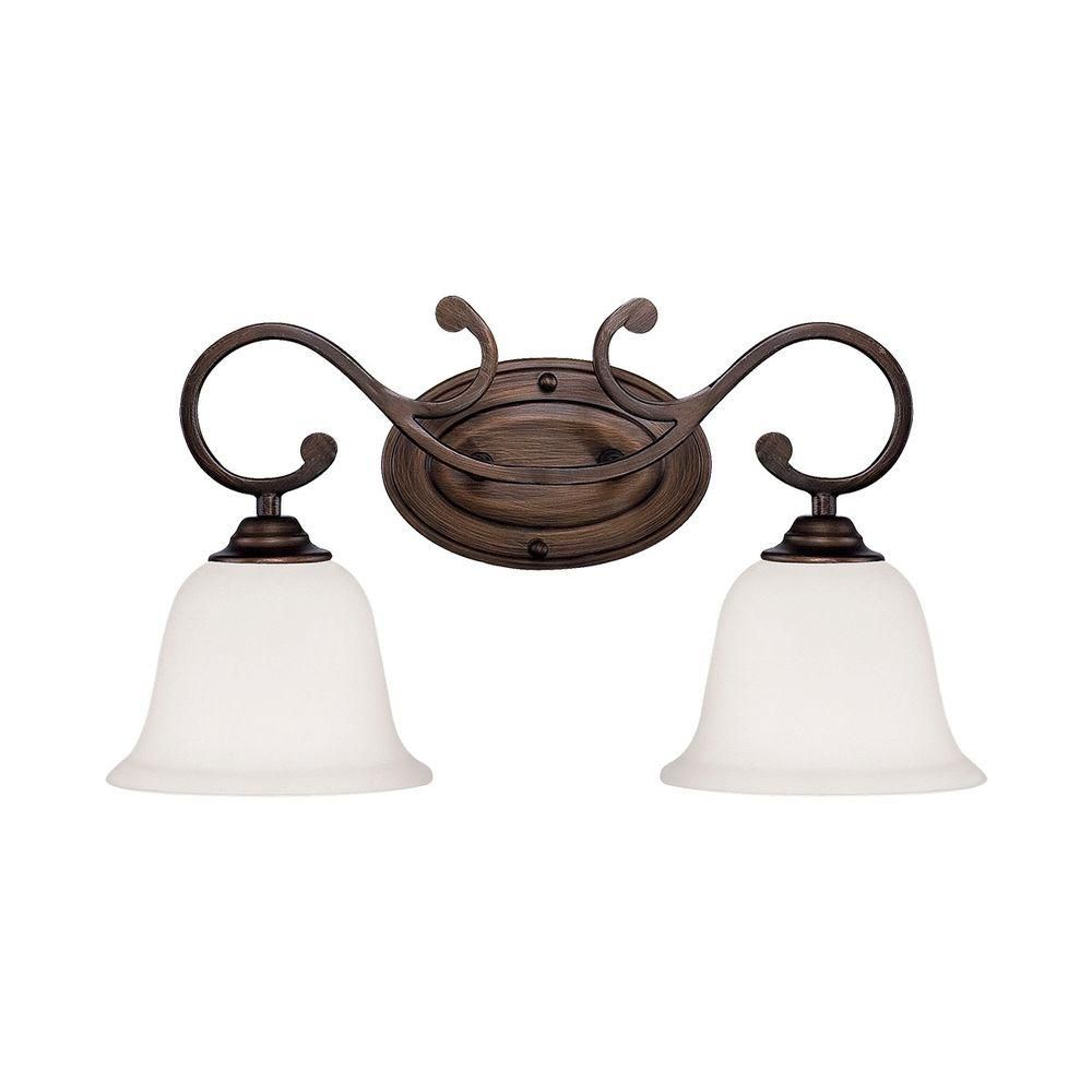Millennium Lighting 2 Light Rubbed Bronze Vanity Light Within Bronze And Scavo Glass Chandeliers (Photo 2 of 15)