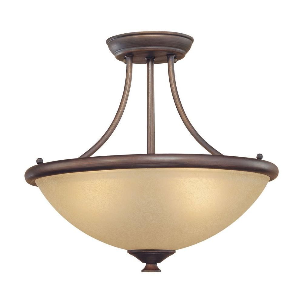 Millennium Lighting 3 Light Rubbed Bronze Semi Flush Mount With Regard To Bronze And Scavo Glass Chandeliers (View 8 of 15)