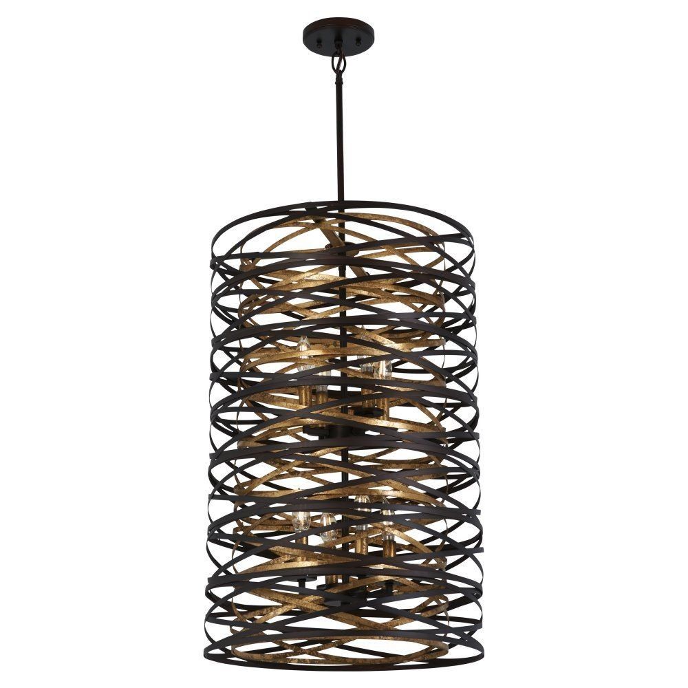 Minka Lavery 4672 111 Vortic Flow – Six Light 2 Tier With Regard To Dark Bronze And Mosaic Gold Pendant Lights (View 14 of 15)