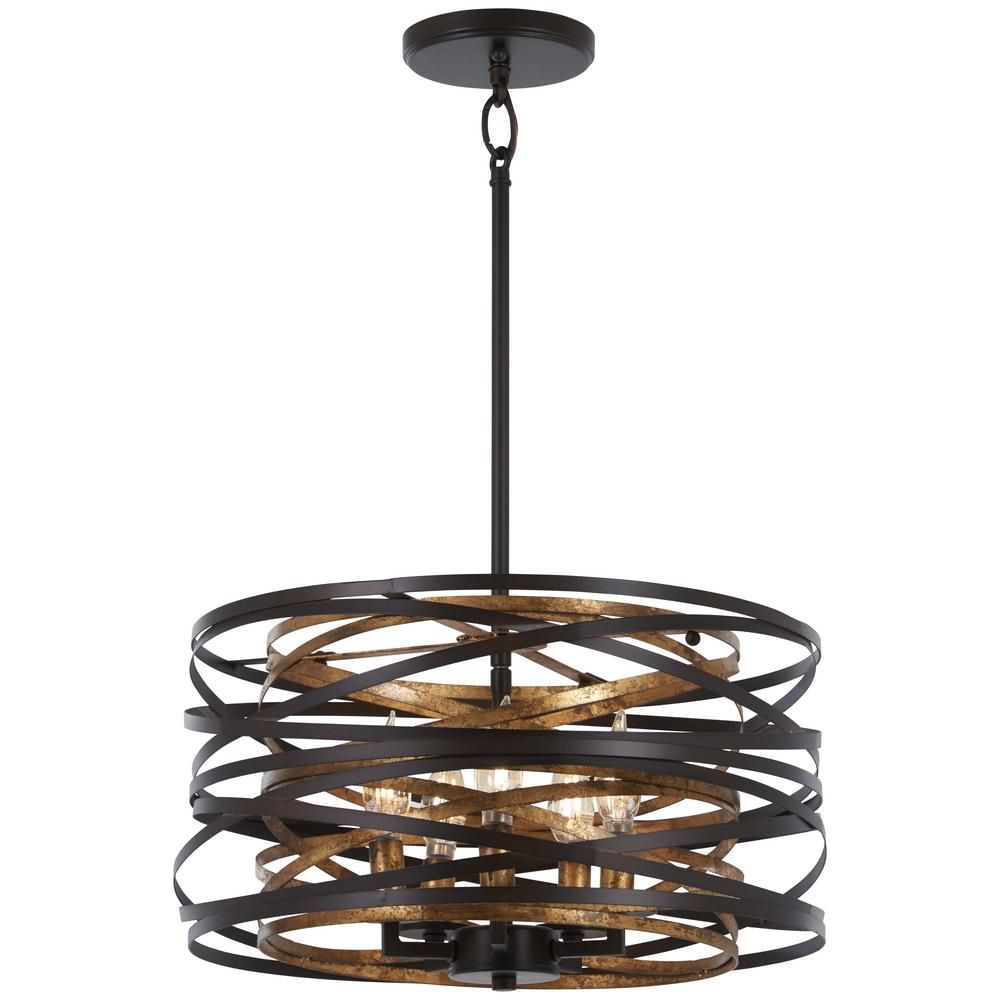 Minka Lavery Vortic Flow 5 Light Dark Bronze With Mosaic For Dark Bronze And Mosaic Gold Pendant Lights (View 1 of 15)