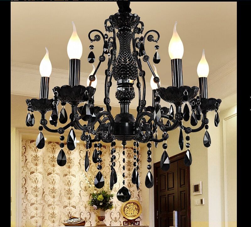 Modern Black Candle Chandelier Nordic Contemporary Crystal Pertaining To Black Modern Chandeliers (View 3 of 15)