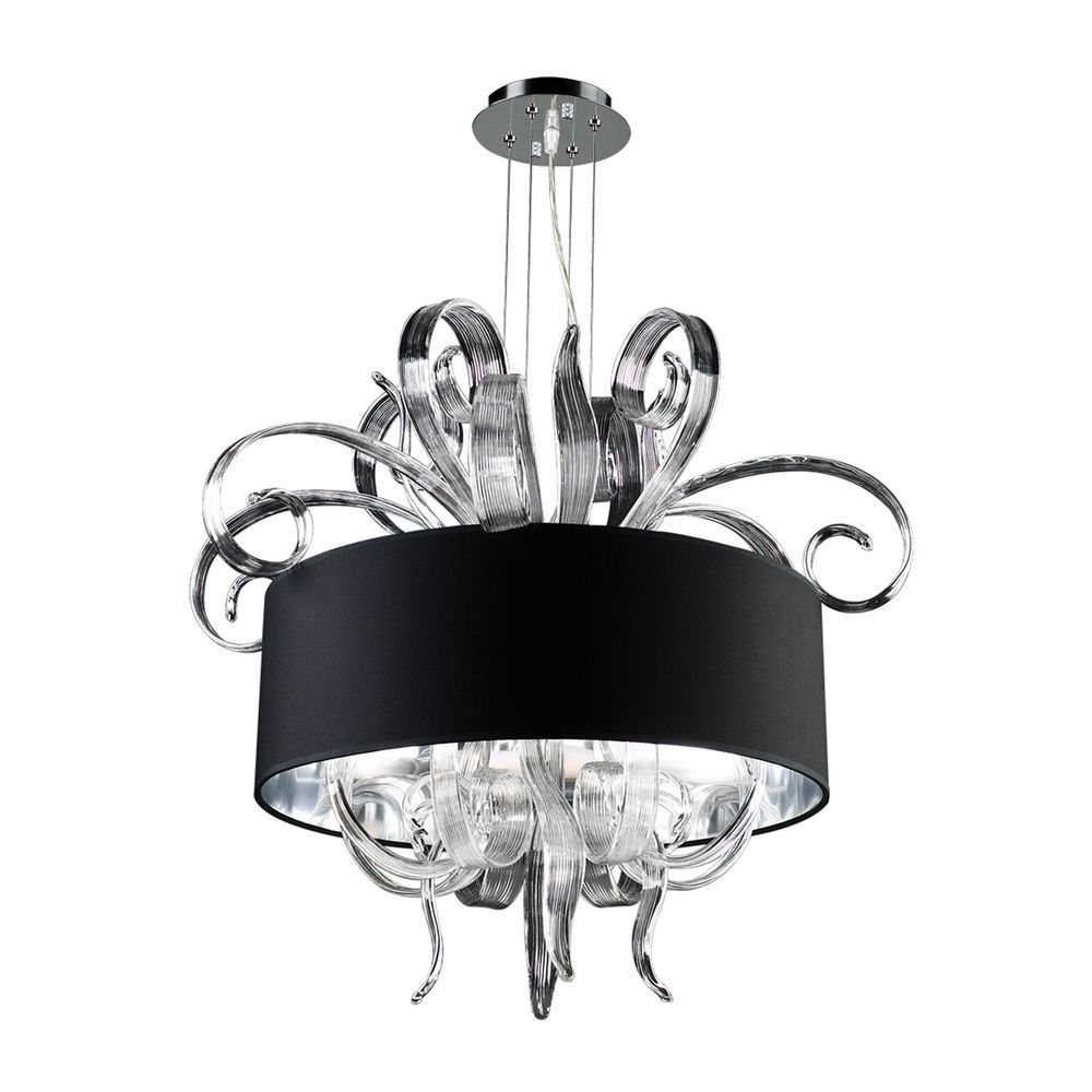 Modern Chandelier With Clear Glass In Polished Chrome With Regard To Black Finish Modern Chandeliers (View 1 of 15)