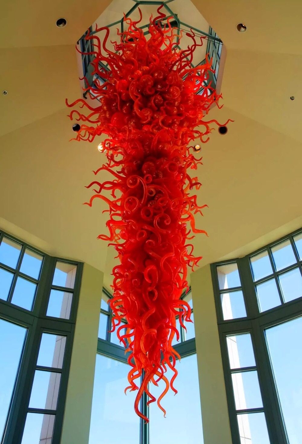 Modern Design New Large Red Glass Art Chandelier Lamp Inside Art Glass Chandeliers (View 8 of 15)