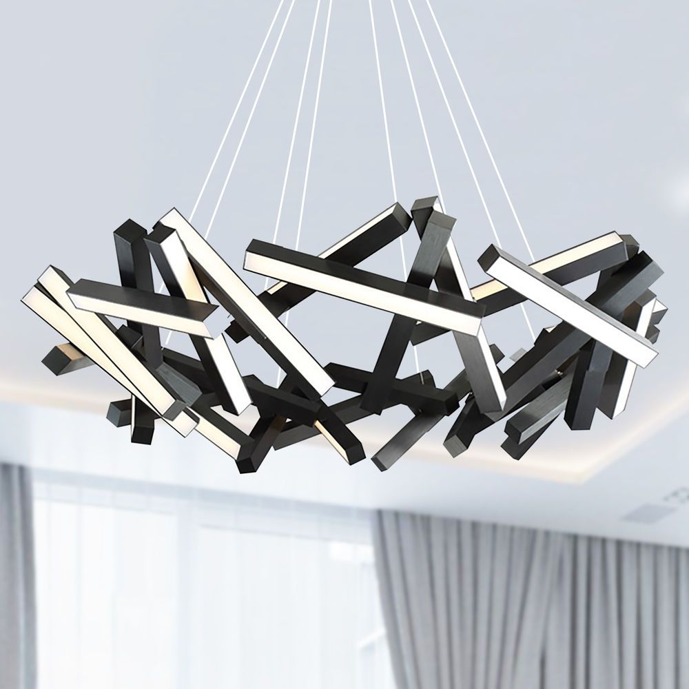 Modern Forms Chaos Black Led Chandelier 3000K 120Lm | Pd With Black Finish Modern Chandeliers (View 11 of 15)