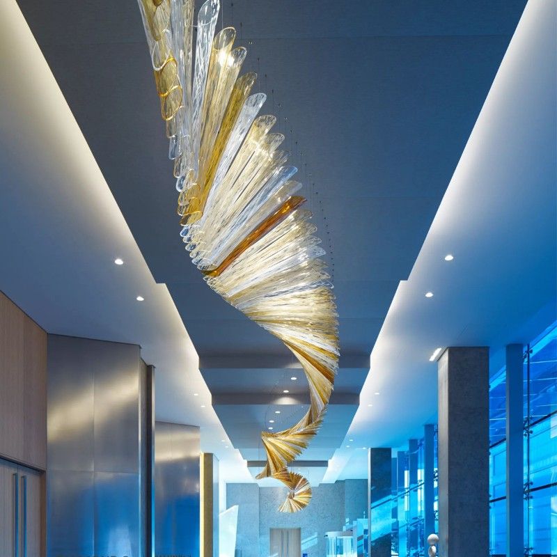 Modern Large Hotel Decorated Hand Blown Glass Chandelier Pertaining To Art Glass Chandeliers (View 13 of 15)