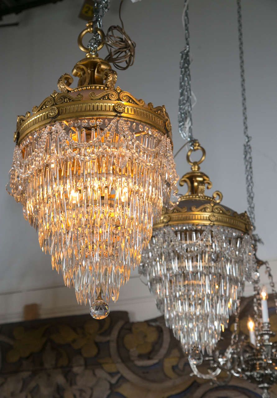 Pair Of Bronze And Crystal Drop Chandeliers For Sale At For Bronze And Crystal Chandeliers (View 8 of 15)