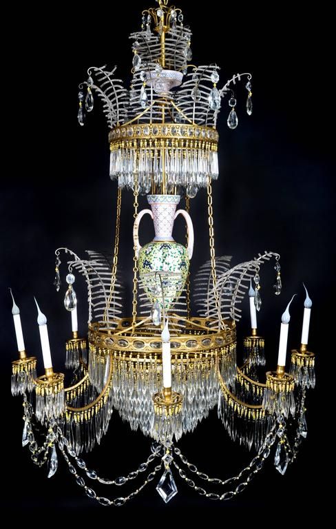 Palatial And Large Antique Russian Neoclassical Gilt With Regard To Roman Bronze And Crystal Chandeliers (View 13 of 15)