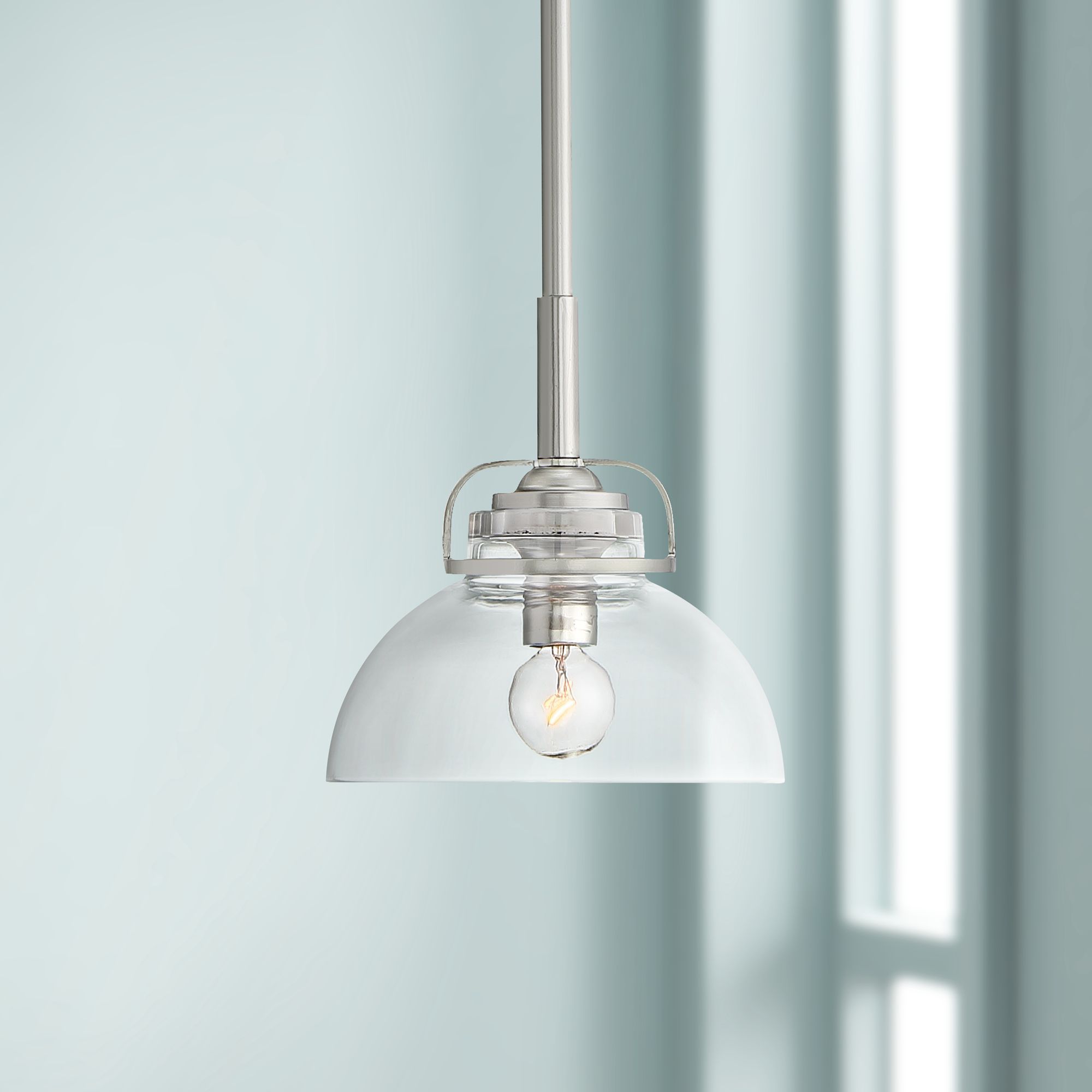 Possini Euro Design Brushed Nickel Mini Pendant Light 6 1 Intended For Gray And Nickel Kitchen Island Light Pendants Lights (View 9 of 15)