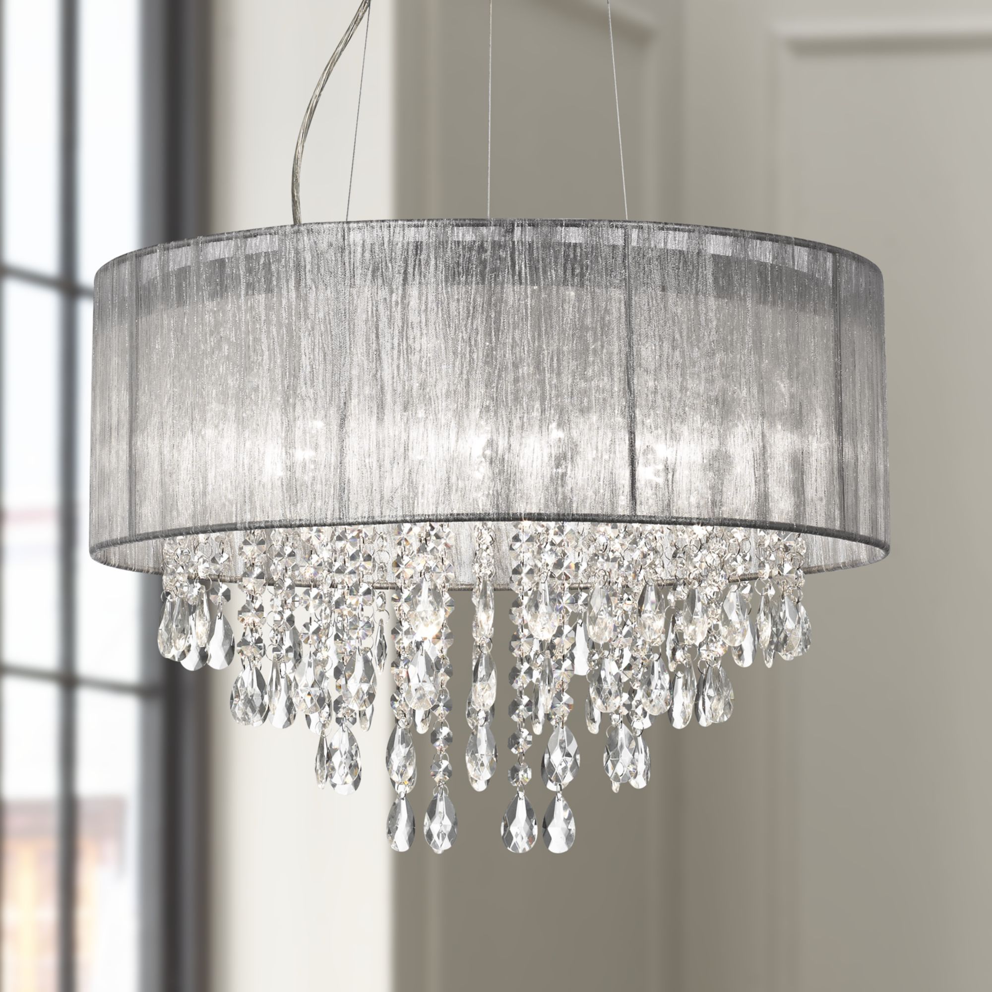 Possini Euro Design Chrome Drum Chandelier 20" Wide Modern For Chrome And Crystal Led Chandeliers (View 4 of 15)