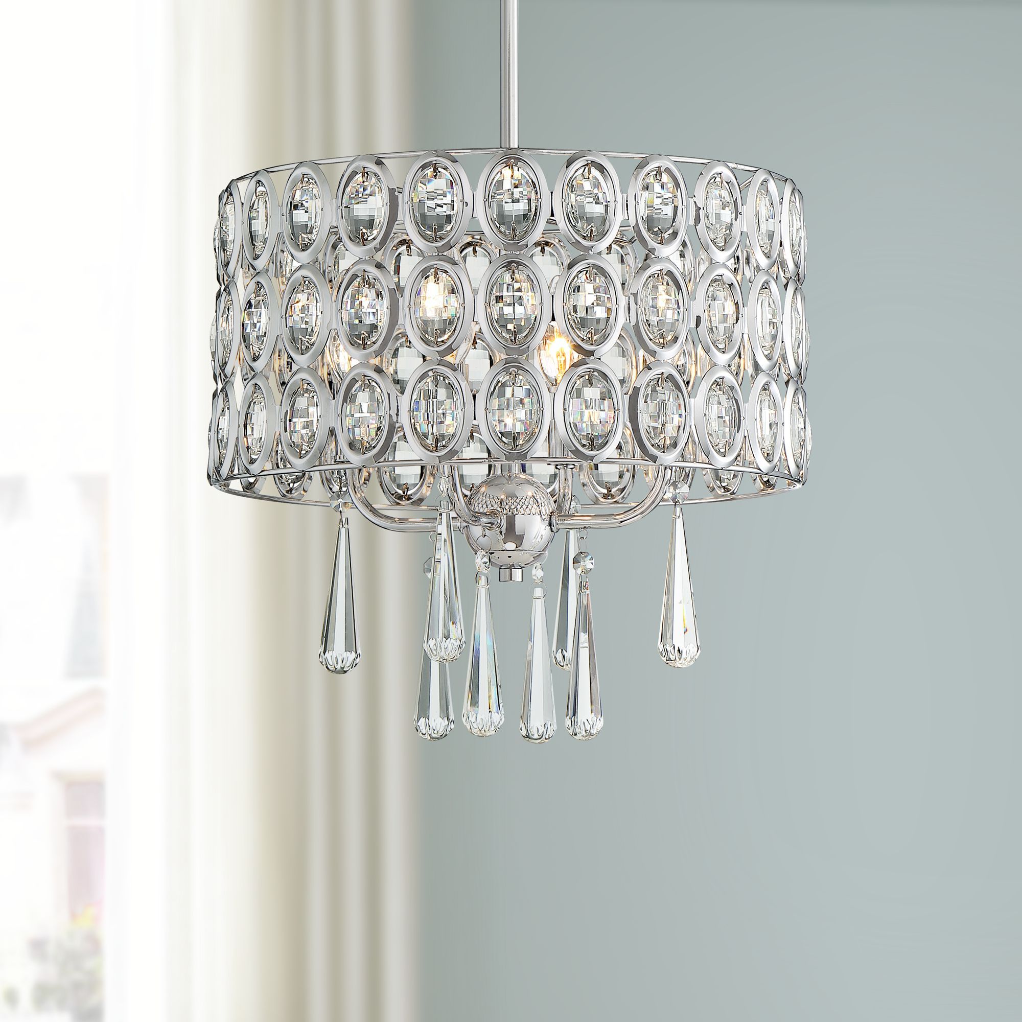 Possini Euro Design Chrome Pendant Chandelier 19" Wide For Clear Crystal Chandeliers (View 11 of 15)