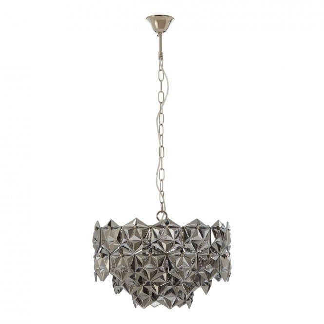 Premier Lighting Rydello Smoked Grey Glass Chandelier In Stone Gray And Nickel Chandeliers (View 6 of 15)