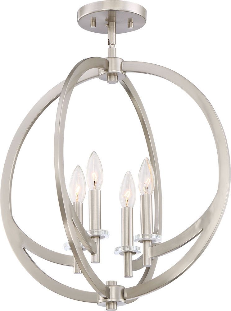 Quoizel On1718Bn Orion Modern Brushed Nickel 18" Home Within Brushed Nickel Metal And Wood Modern Chandeliers (View 12 of 15)