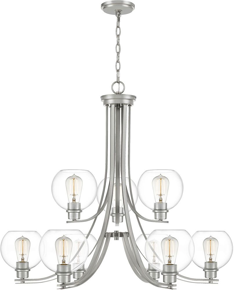 Quoizel Pruc5034Bn Pruitt Contemporary Brushed Nickel Regarding Brushed Nickel Metal And Wood Modern Chandeliers (View 6 of 15)