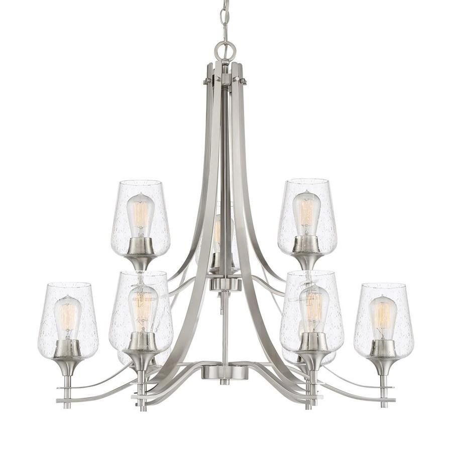 Quoizel Towne 9 Light Brushed Nickel Modern/Contemporary Intended For Brushed Nickel Metal And Wood Modern Chandeliers (View 5 of 15)