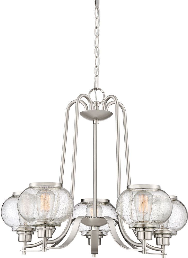 Quoizel Trg5005Bn Trilogy Modern Brushed Nickel Chandelier With Regard To Polished Nickel And Crystal Modern Pendant Lights (View 5 of 15)