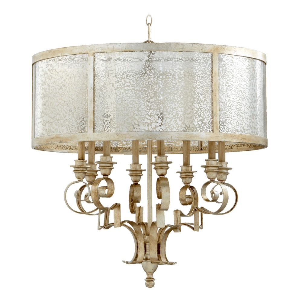 Quorum Lighting Champlain Aged Silver Leaf Chandelier With Ornament Aged Silver Chandeliers (View 10 of 15)
