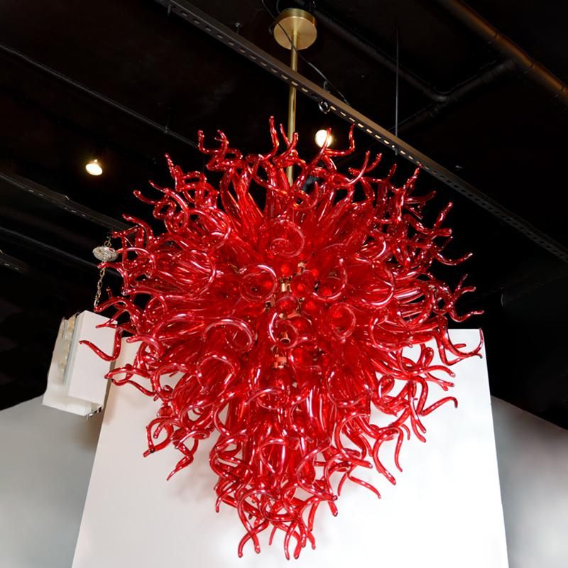 Red Hand Blown Glass Chandelier – Art Glass Chandeliers Intended For Art Glass Chandeliers (View 3 of 15)