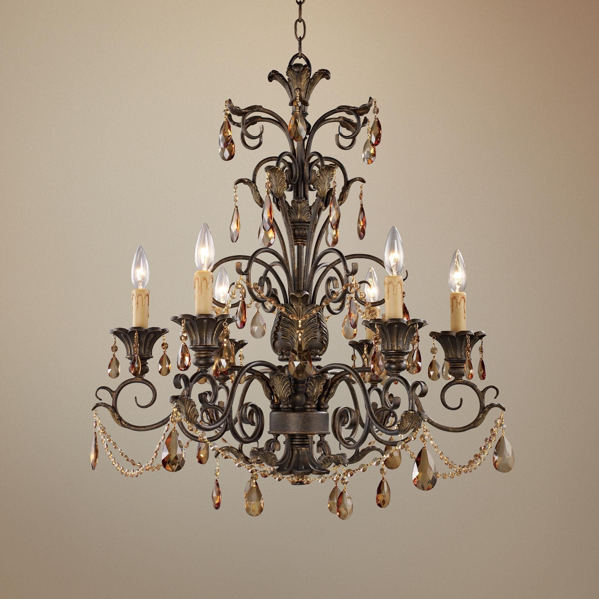 Rochelle Collection 6 Light Chandelier – #61267 | Lamps With Regard To Roman Bronze And Crystal Chandeliers (View 3 of 15)