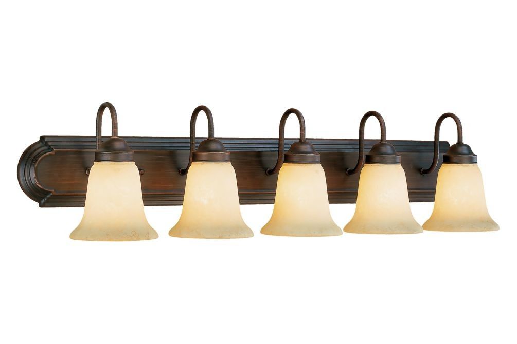 Rubbed Bronze Bathroom Wall Light Scavo Glass 36"Wx8"H Inside Bronze And Scavo Glass Chandeliers (Photo 5 of 15)