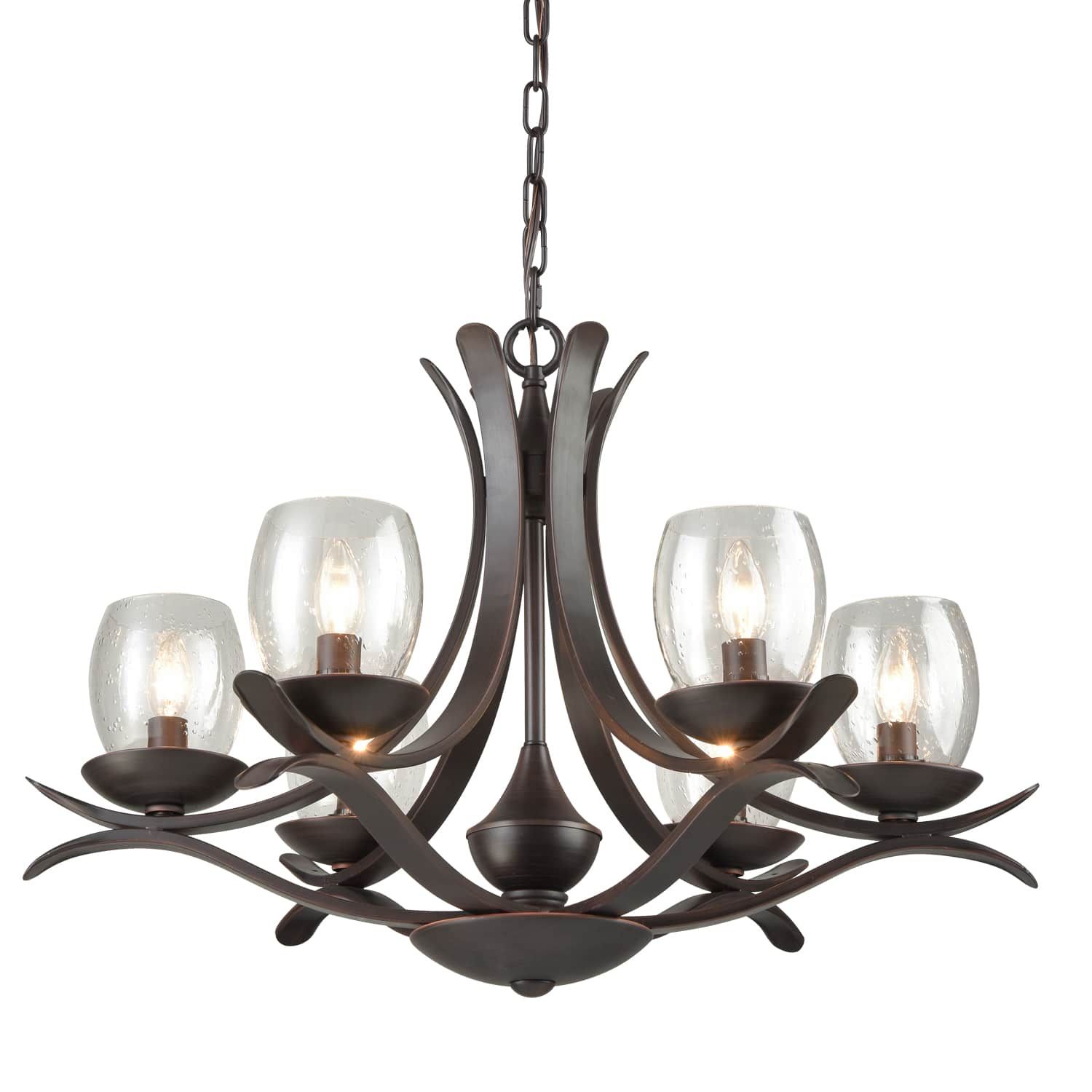 Rustic Bronze Dining Room Chandelier With Seeded Glass – 3 Intended For Bronze And Scavo Glass Chandeliers (View 3 of 15)
