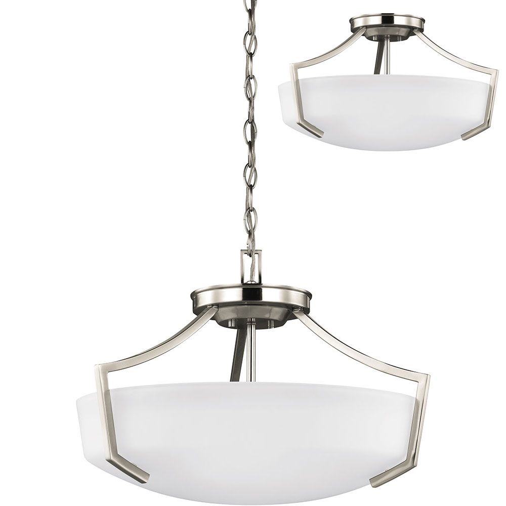 Seagull 7724503En 962 Hanford Brushed Nickel Led Pendant With Brushed Nickel Pendant Lights (View 3 of 15)