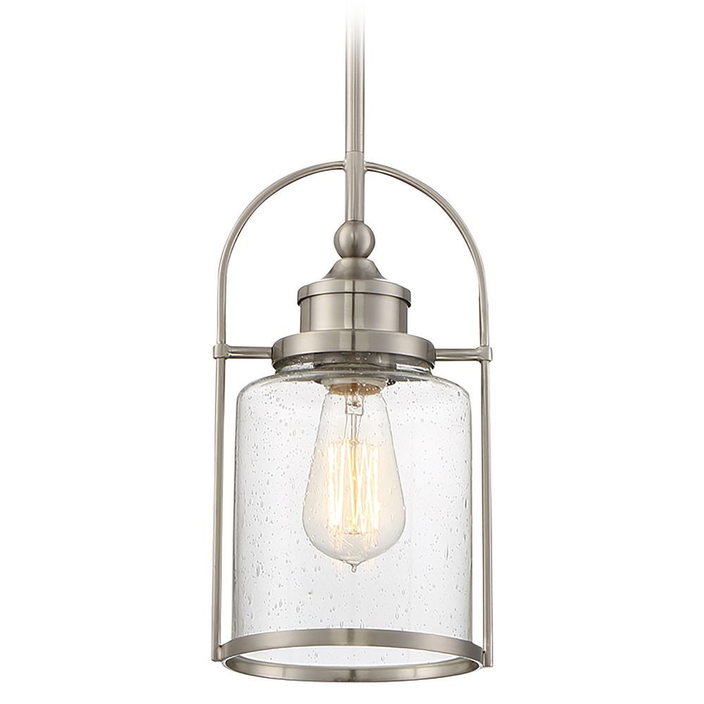 Seeded Glass Mini Pendant Light Brushed Nickel Quoizel Intended For Nickel Pendant Lights (View 7 of 15)