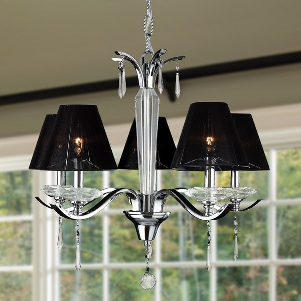 Shop Contemporary 5 Light Arm Chrome Finish Clear Crystal Throughout Black Shade Chandeliers (View 6 of 15)