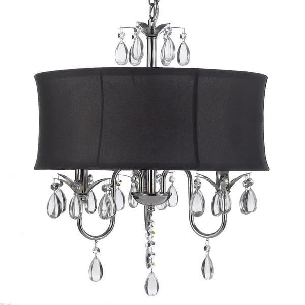 Shop Gallery Crystal Swag Plug In 3 Light Chandelier With For Black Shade Chandeliers (View 8 of 15)