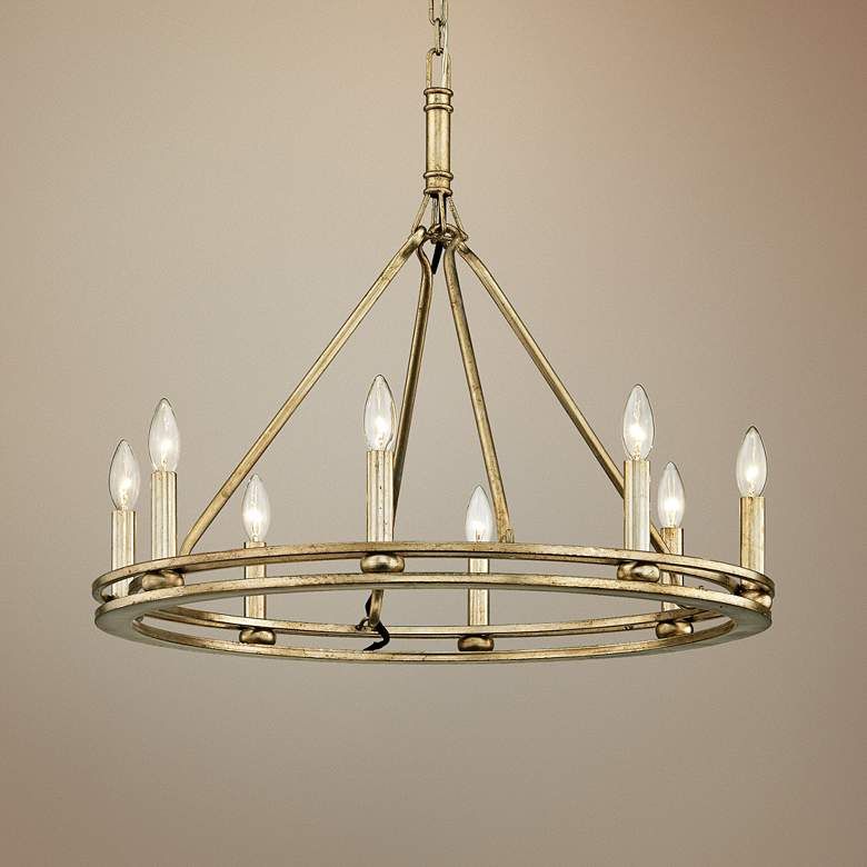Sutton 27 1/2" Wide Champagne Silver Leaf 8 Light With Regard To Silver Leaf Chandeliers (View 4 of 15)