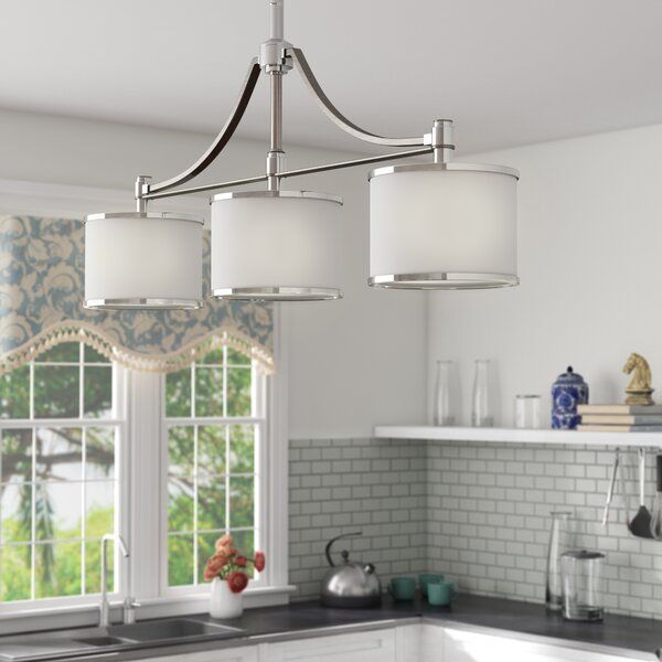 The Latitude Run Gladys 3 Light Billiard Chandelier In For Gray And Nickel Kitchen Island Light Pendants Lights (View 11 of 15)