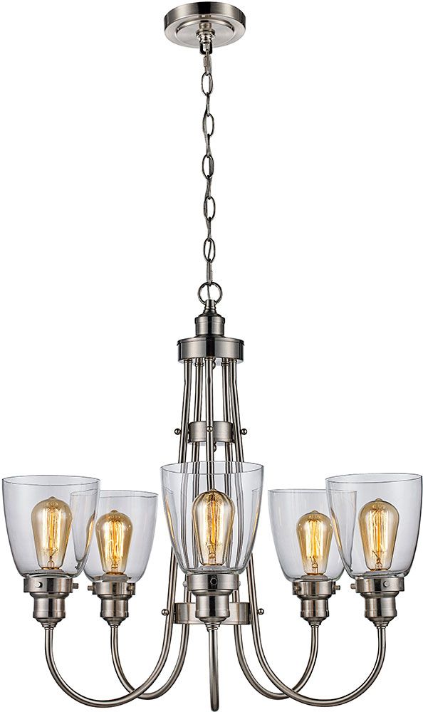 Trans Globe 70837 Bn Jennifer Contemporary Brushed Nickel Within Brushed Nickel Metal And Wood Modern Chandeliers (View 13 of 15)