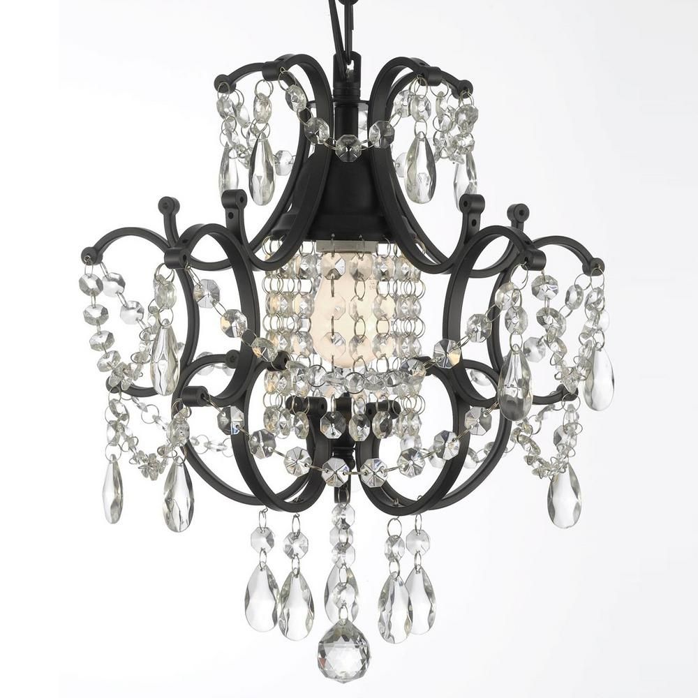 Versailles 1 Light Black Mini Chandelier With Crystal T40 For Walnut And Crystal Small Mini Chandeliers (View 11 of 15)